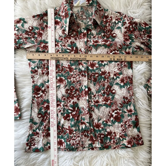 Cape Cod Match Mates Women's Size 12 Button Down Floral Shirt Blouse VTG 70s - Picture 11 of 12